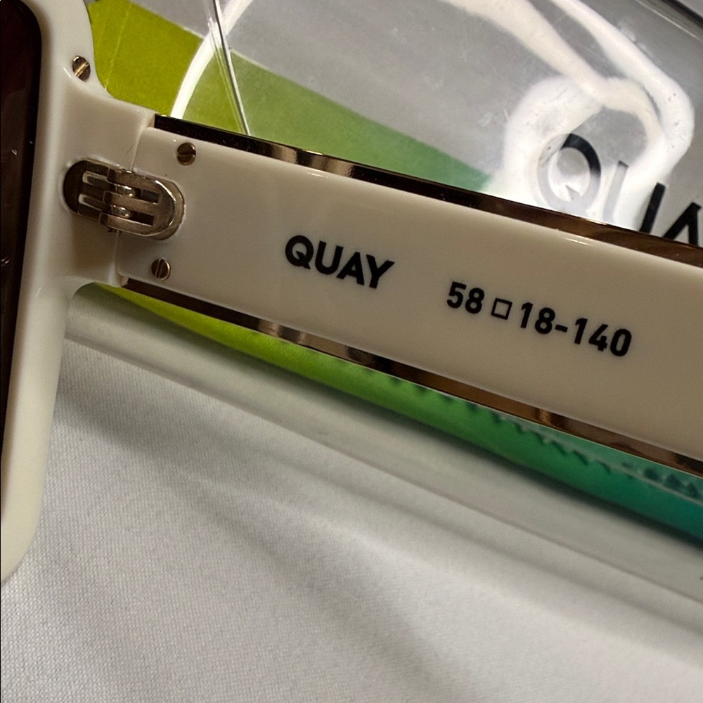 Quay Australia Oversized Square Sunglasses in Ivory frame/ Brown Gradient Lenses - Picture 6 of 10
